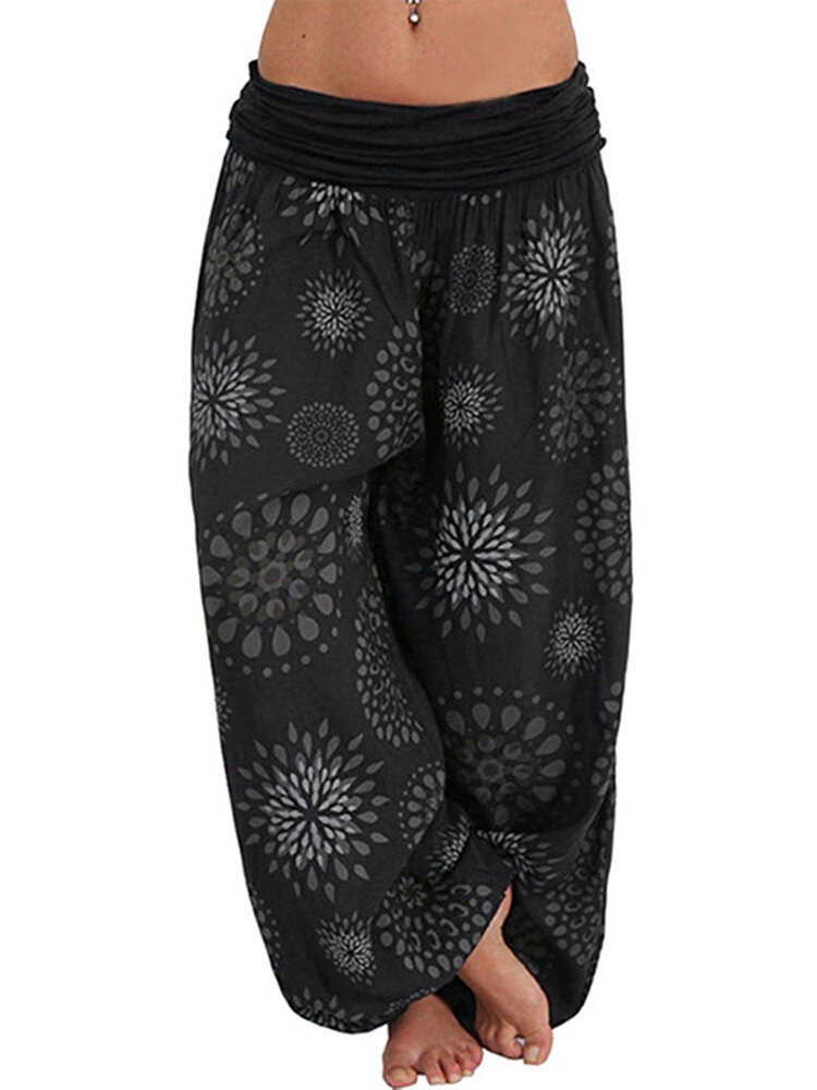 Loose Wide Leg Print Casual Yoga Pants