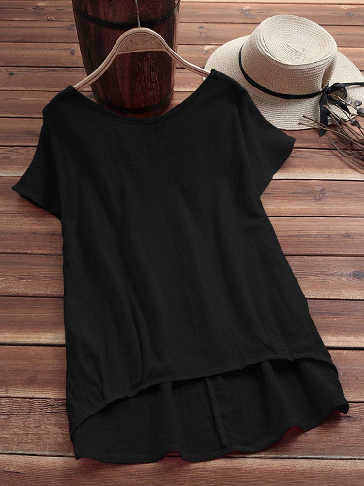 Solid Color Casual Round Neck Half Sleeve T-shirts For Women